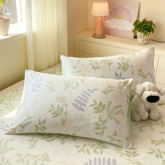 91家纺网 家纺一手货源 找家纺 红日子纺织品 2026新款全棉纯棉单床单 沁雨花叶