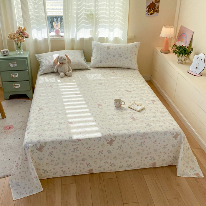 91家纺网 家纺一手货源 找家纺 红日子纺织品 2026新款全棉纯棉单床单 花园宝贝