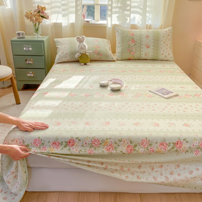 91家纺网 家纺一手货源 找家纺 红日子纺织品 2026新款全棉纯棉单床单 云边花漾