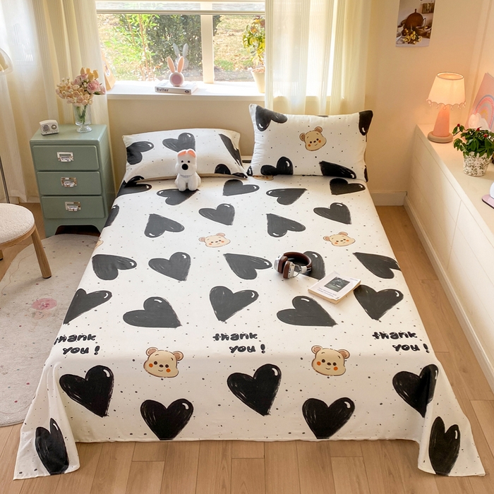 红日子纺织品 2026新款全棉纯棉单床单 萌心熊宝