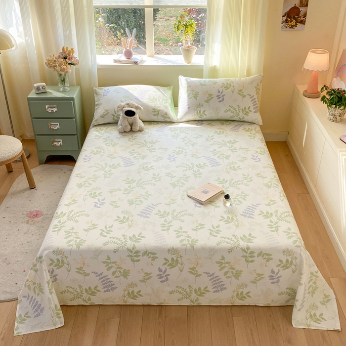 红日子纺织品 2026新款全棉纯棉单床单 沁雨花叶