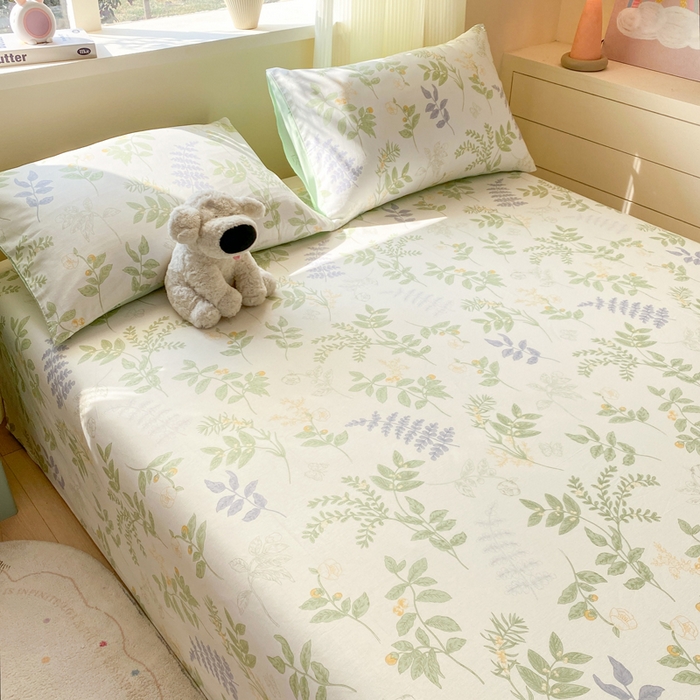 91家纺网 家纺一手货源 找家纺 红日子纺织品 2026新款全棉纯棉单床单 沁雨花叶