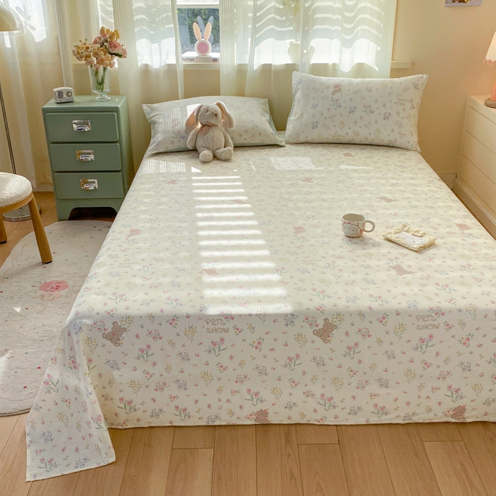 91家纺网 家纺一手货源 找家纺 红日子纺织品 2026新款全棉纯棉单床单 花园宝贝