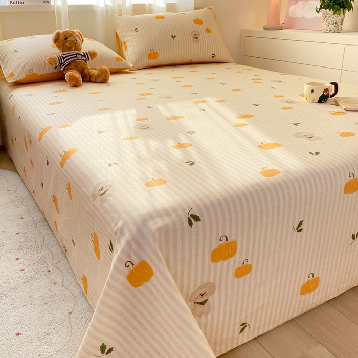 91家纺网 家纺一手货源 找家纺 红日子纺织品 2026新款全棉纯棉单床单 南瓜小狗