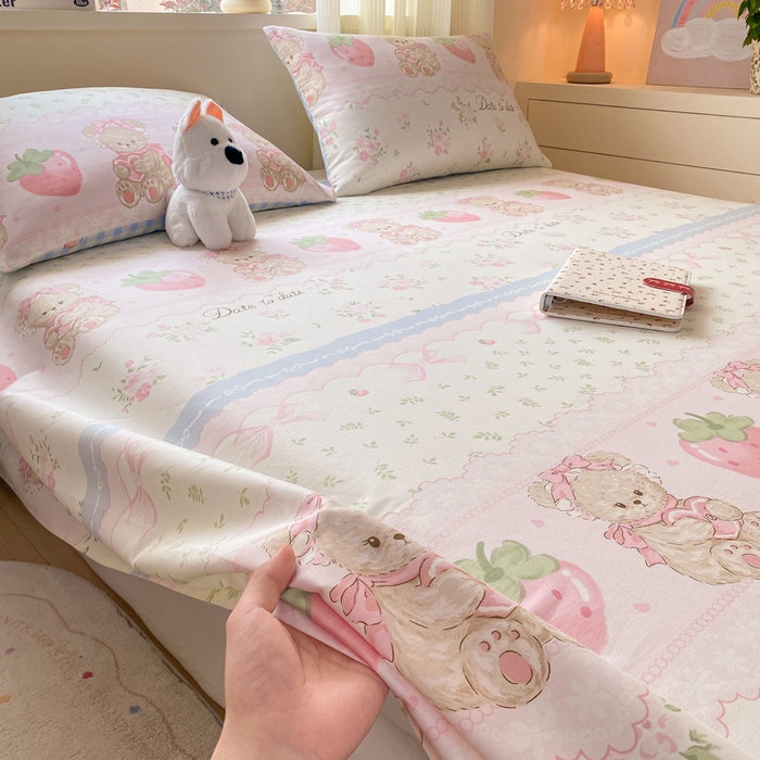 91家纺网 家纺一手货源 找家纺 红日子纺织品 2026新款全棉纯棉单床单 妮娜熊