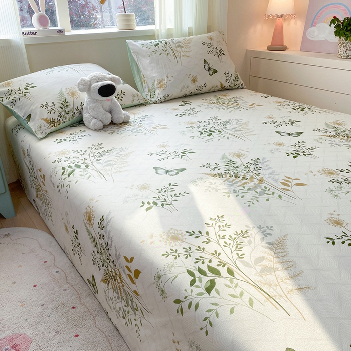 91家纺网 家纺一手货源 找家纺 红日子纺织品 2026新款全棉纯棉单床单 绿意盎然