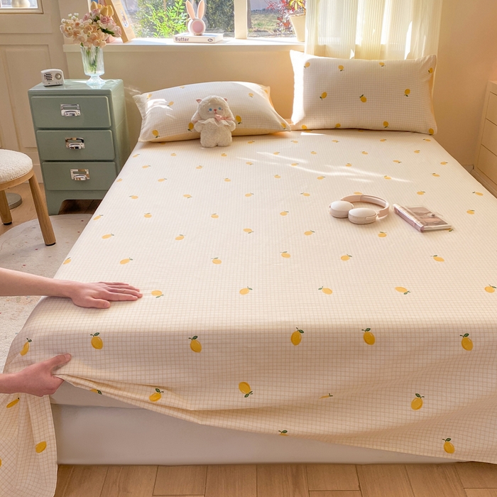 91家纺网 家纺一手货源 找家纺 红日子纺织品 2026新款全棉纯棉单床单 柠檬小镇