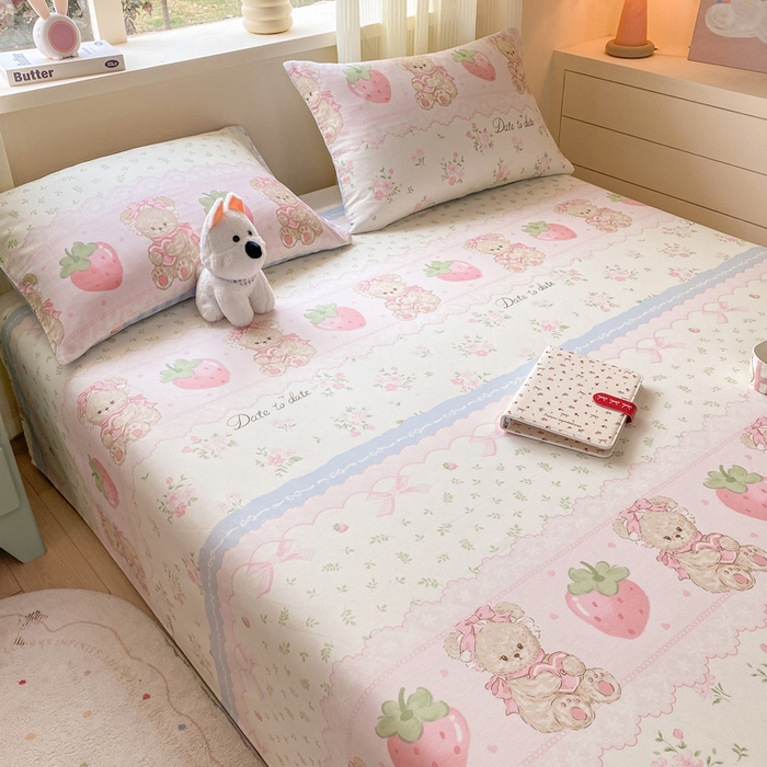 91家纺网 家纺一手货源 找家纺 红日子纺织品 2026新款全棉纯棉单床单 妮娜熊