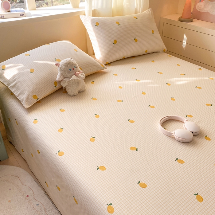 91家纺网 家纺一手货源 找家纺 红日子纺织品 2026新款全棉纯棉单床单 柠檬小镇