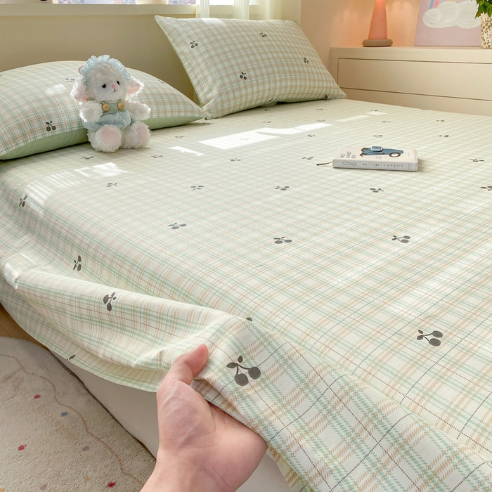 91家纺网 家纺一手货源 找家纺 红日子纺织品 2026新款全棉纯棉单床单 印象樱桃