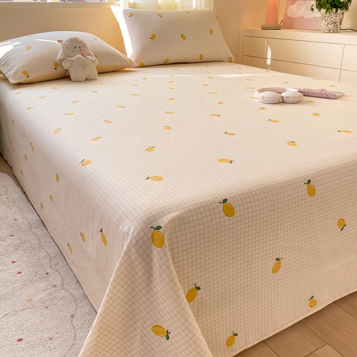 91家纺网 家纺一手货源 找家纺 红日子纺织品 2026新款全棉纯棉单床单 柠檬小镇