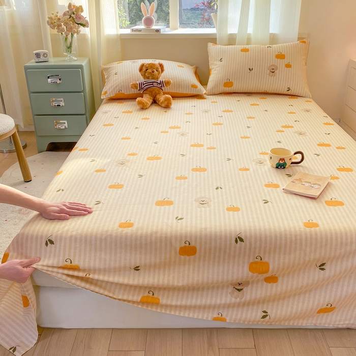 91家纺网 家纺一手货源 找家纺 红日子纺织品 2026新款全棉纯棉单床单 南瓜小狗