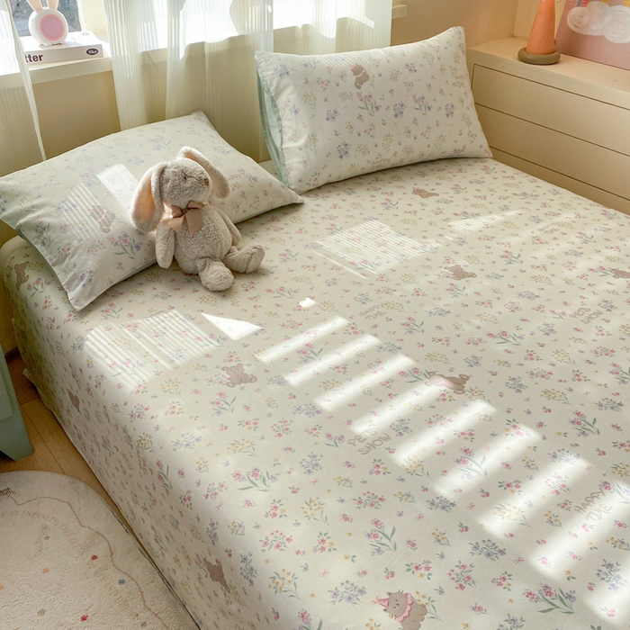 91家纺网 家纺一手货源 找家纺 红日子纺织品 2026新款全棉纯棉单床单 花园宝贝