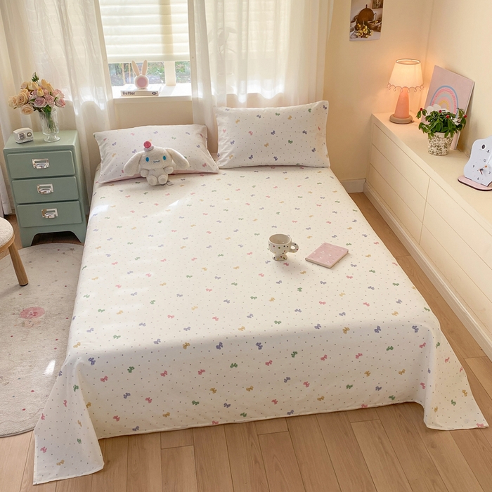 91家纺网 家纺一手货源 找家纺 红日子纺织品 2026新款全棉纯棉单床单 甜心情节