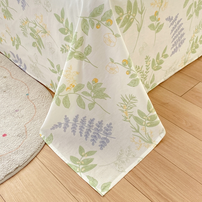 91家纺网 家纺一手货源 找家纺 红日子纺织品 2026新款全棉纯棉单床单 沁雨花叶