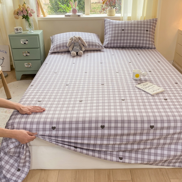 91家纺网 家纺一手货源 找家纺 红日子纺织品 2026新款全棉纯棉单床单 甜心乐园紫