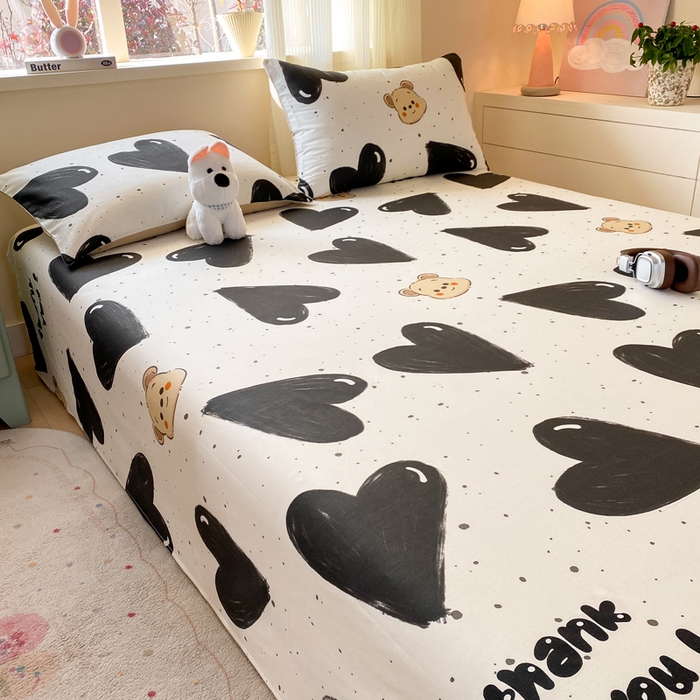 91家纺网 家纺一手货源 找家纺 红日子纺织品 2026新款全棉纯棉单床单 萌心熊宝