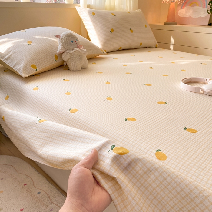 91家纺网 家纺一手货源 找家纺 红日子纺织品 2026新款全棉纯棉单床单 柠檬小镇