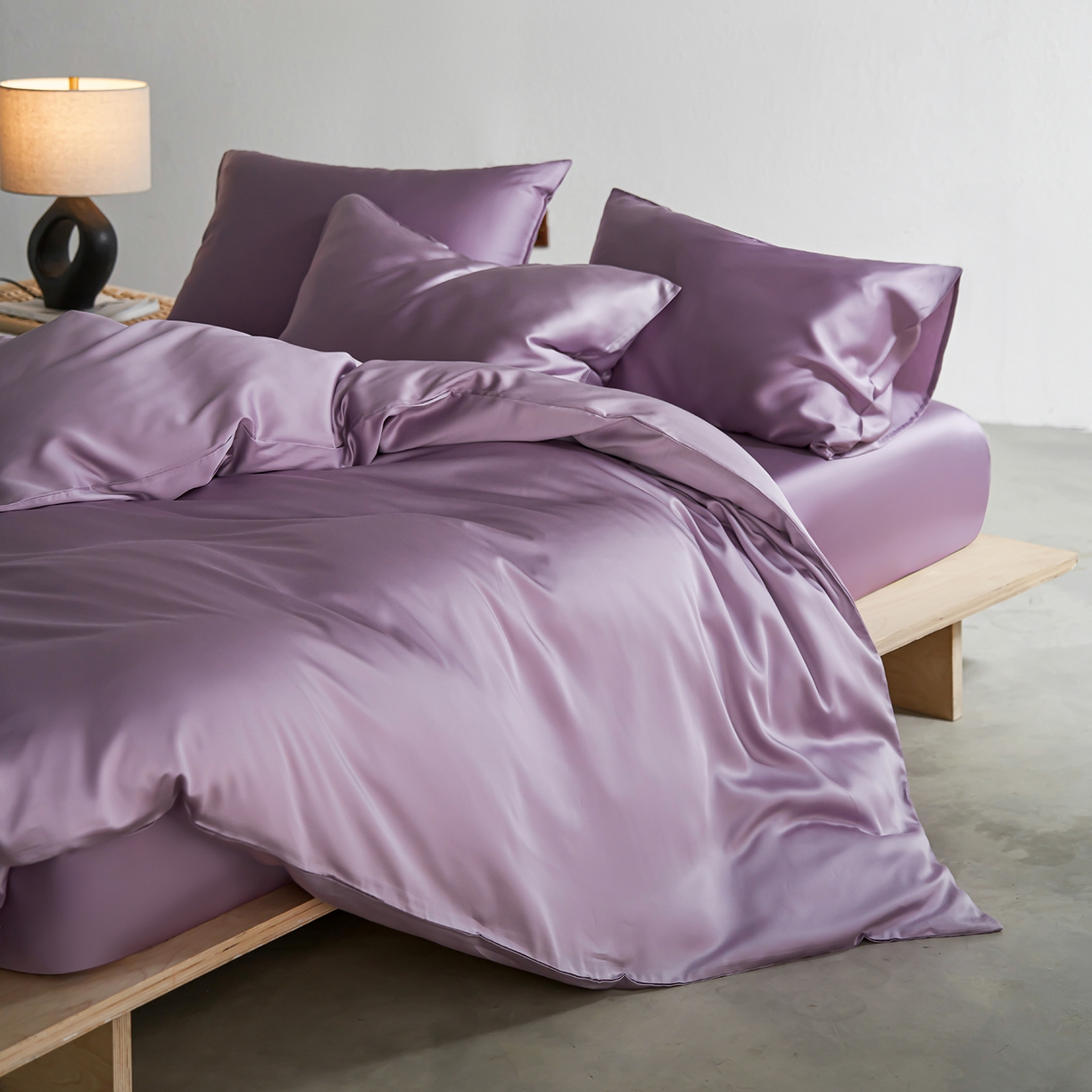 91家纺网 家纺一手货源 找家纺 轩和家居 2026新款60支奥地利兰精天丝四件套 香气紫