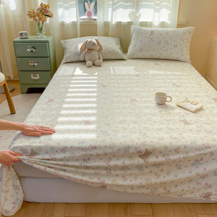 91家纺网 家纺一手货源 找家纺 红日子纺织品 2026新款全棉纯棉单床单 花园宝贝