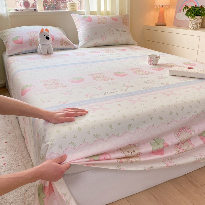 91家纺网 家纺一手货源 找家纺 红日子纺织品 2026新款全棉纯棉单床单 妮娜熊