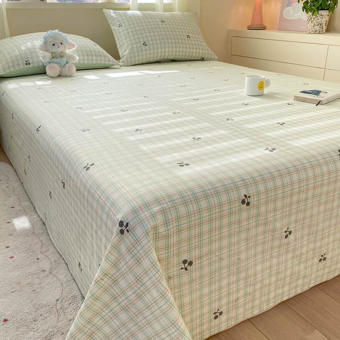 91家纺网 家纺一手货源 找家纺 红日子纺织品 2026新款全棉纯棉单床单 印象樱桃