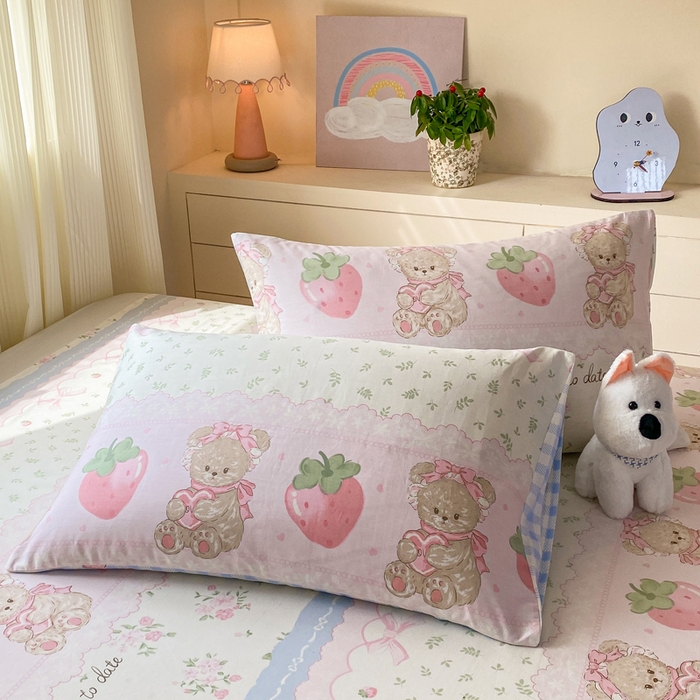 91家纺网 家纺一手货源 找家纺 红日子纺织品 2026新款全棉纯棉单床单 妮娜熊