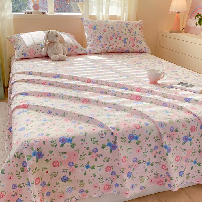 91家纺网 家纺一手货源 找家纺 红日子纺织品 2026新款全棉纯棉单床单 满园芬芳