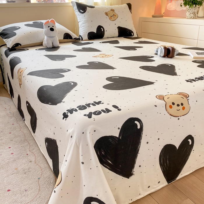 91家纺网 家纺一手货源 找家纺 红日子纺织品 2026新款全棉纯棉单床单 萌心熊宝