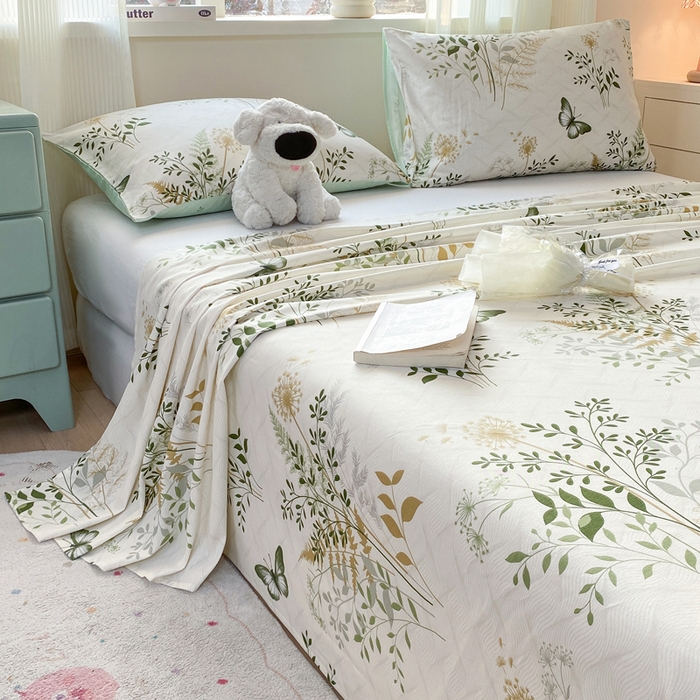 91家纺网 家纺一手货源 找家纺 红日子纺织品 2026新款全棉纯棉单床单 绿意盎然