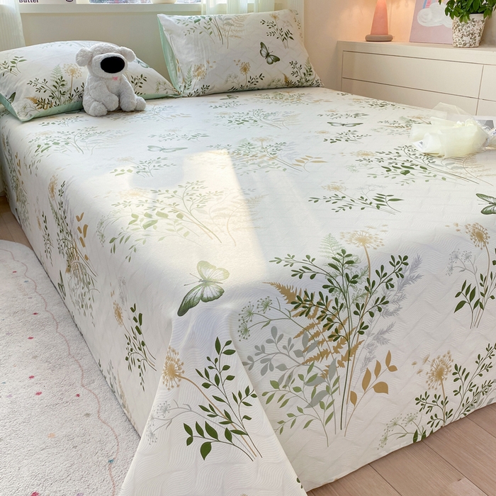 91家纺网 家纺一手货源 找家纺 红日子纺织品 2026新款全棉纯棉单床单 绿意盎然