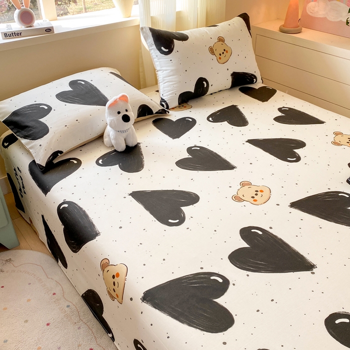 91家纺网 家纺一手货源 找家纺 红日子纺织品 2026新款全棉纯棉单床单 萌心熊宝