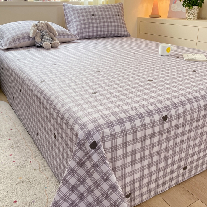 91家纺网 家纺一手货源 找家纺 红日子纺织品 2026新款全棉纯棉单床单 甜心乐园紫