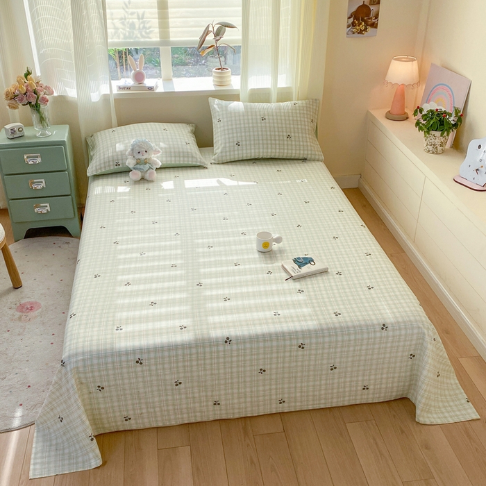 91家纺网 家纺一手货源 找家纺 红日子纺织品 2026新款全棉纯棉单床单 印象樱桃