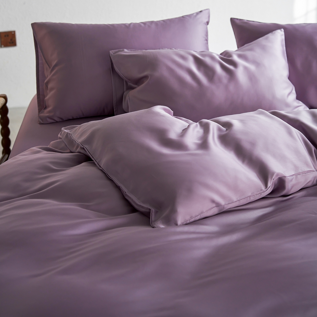 91家纺网 家纺一手货源 找家纺 轩和家居 2026新款60支奥地利兰精天丝四件套 香气紫