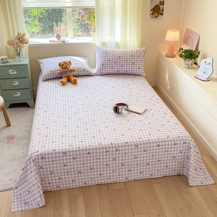 91家纺网 家纺一手货源 找家纺 红日子纺织品 2026新款全棉纯棉单床单 香甜樱桃