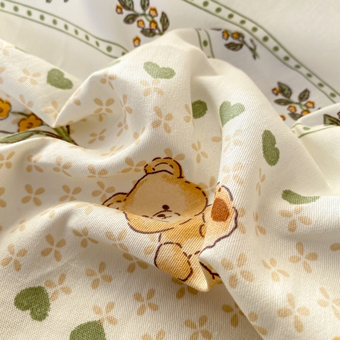 91家纺网 家纺一手货源 找家纺 红日子纺织品 2026新款全棉纯棉单床单 小熊慕斯