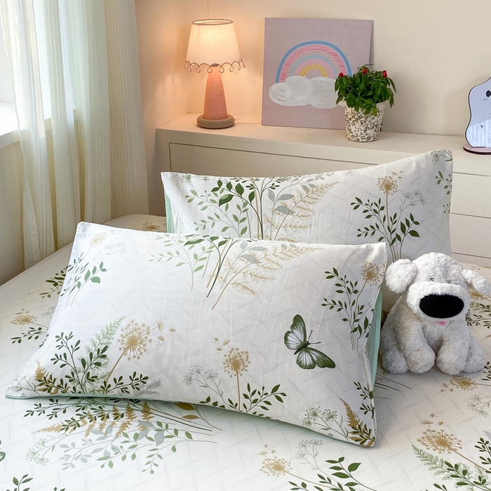 91家纺网 家纺一手货源 找家纺 红日子纺织品 2026新款全棉纯棉单床单 绿意盎然