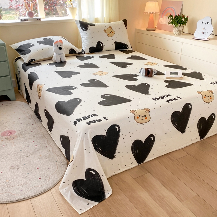 91家纺网 家纺一手货源 找家纺 红日子纺织品 2026新款全棉纯棉单床单 萌心熊宝