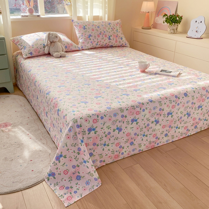 91家纺网 家纺一手货源 找家纺 红日子纺织品 2026新款全棉纯棉单床单 满园芬芳