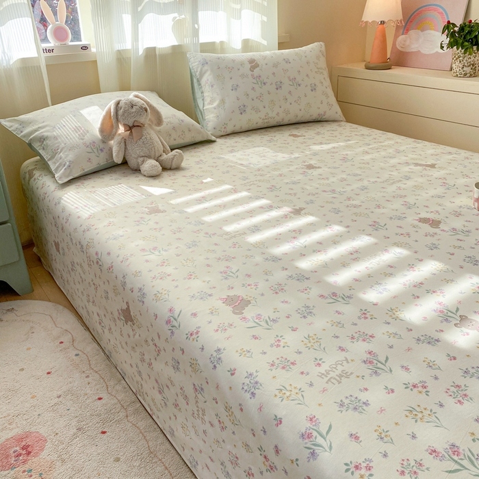 91家纺网 家纺一手货源 找家纺 红日子纺织品 2026新款全棉纯棉单床单 花园宝贝