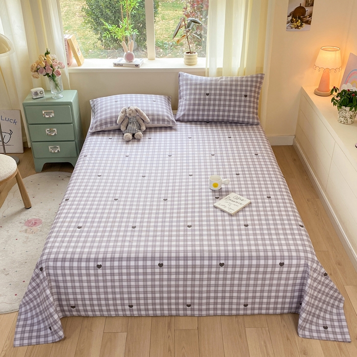 红日子纺织品 2026新款全棉纯棉单床单 甜心乐园紫