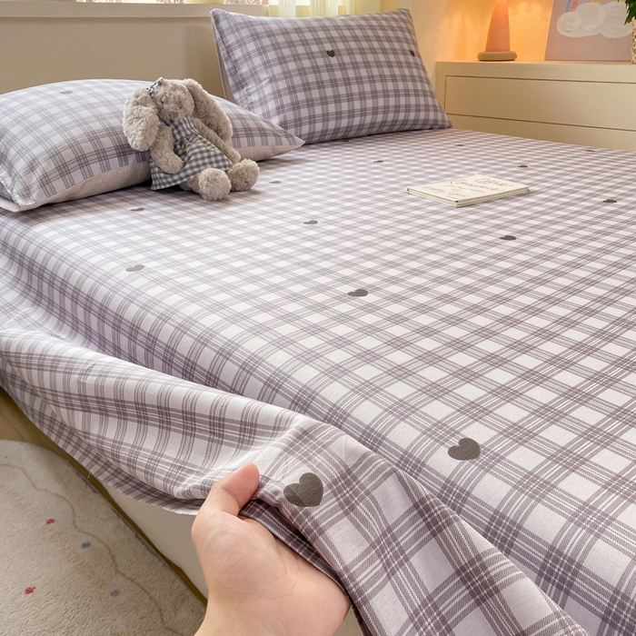 91家纺网 家纺一手货源 找家纺 红日子纺织品 2026新款全棉纯棉单床单 甜心乐园紫