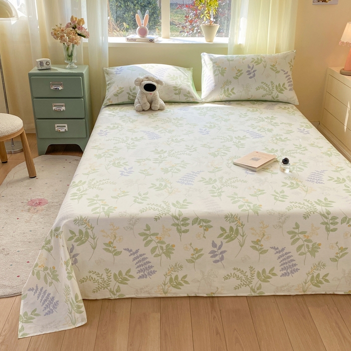 91家纺网 家纺一手货源 找家纺 红日子纺织品 2026新款全棉纯棉单床单 沁雨花叶