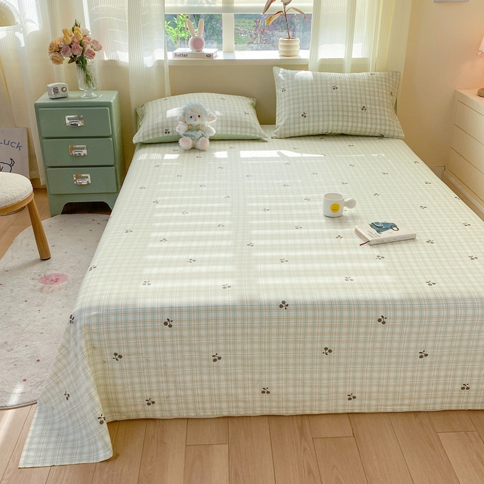 91家纺网 家纺一手货源 找家纺 红日子纺织品 2026新款全棉纯棉单床单 印象樱桃