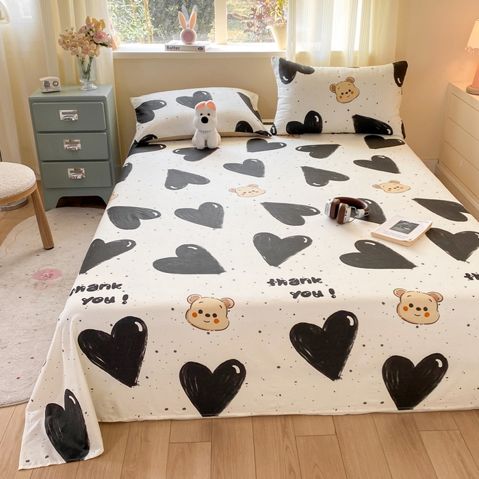 91家纺网 家纺一手货源 找家纺 红日子纺织品 2026新款全棉纯棉单床单 萌心熊宝