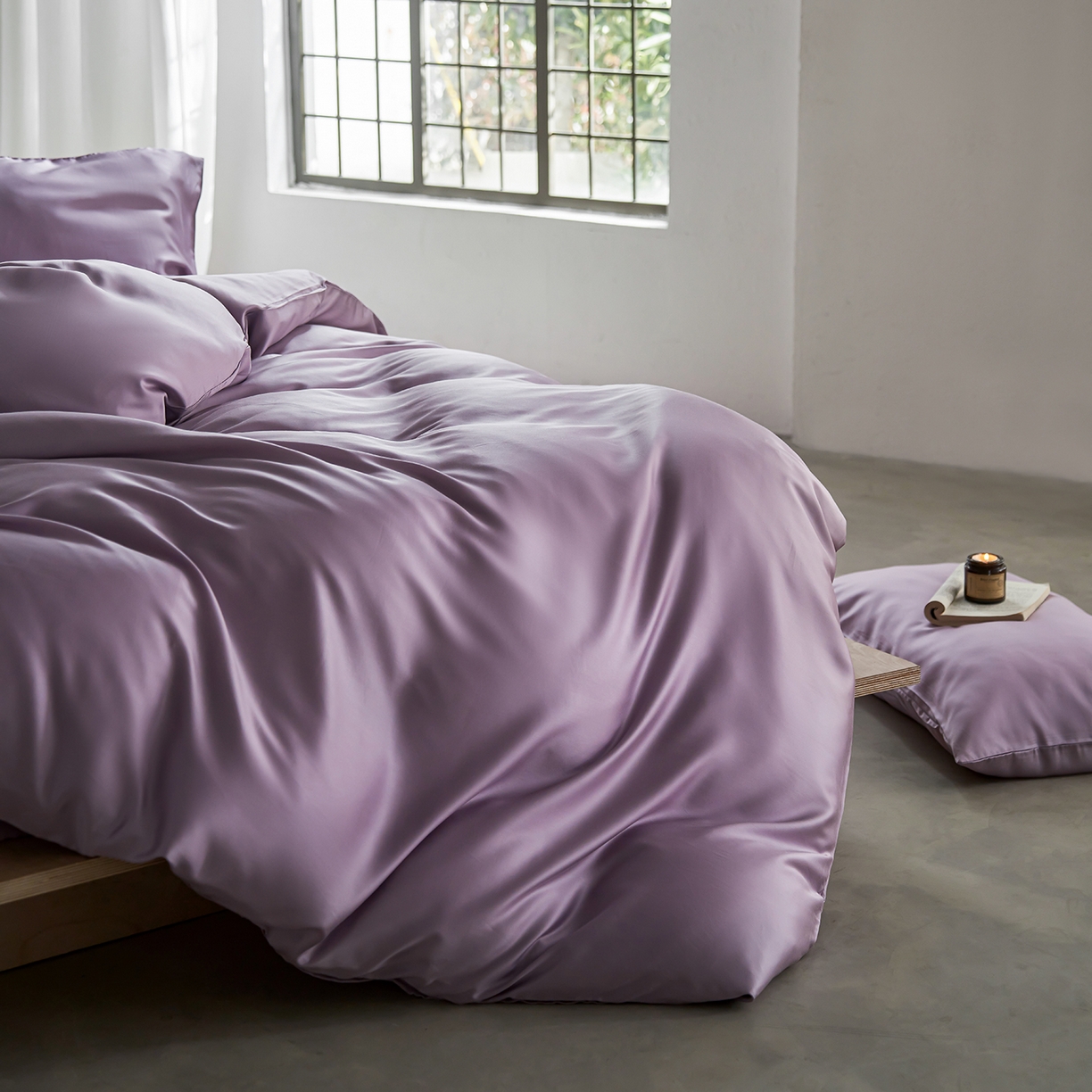 91家纺网 家纺一手货源 找家纺 轩和家居 2026新款60支奥地利兰精天丝四件套 香气紫