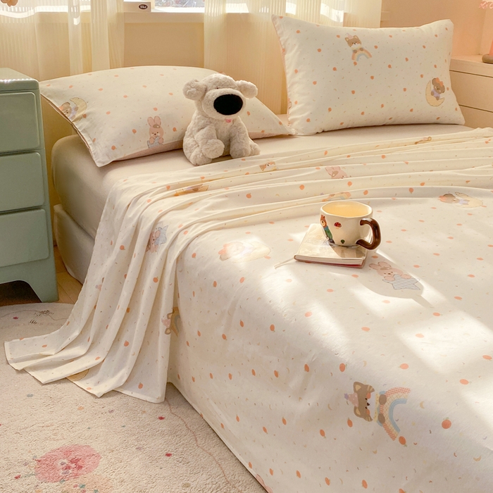 91家纺网 家纺一手货源 找家纺 红日子纺织品 2026新款全棉纯棉单床单 伙伴甜心