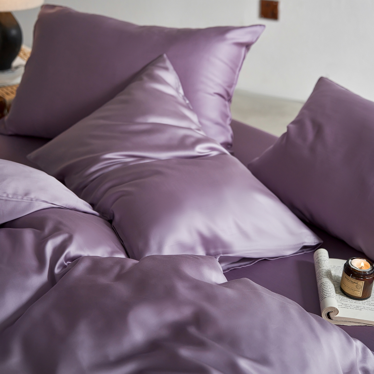 91家纺网 家纺一手货源 找家纺 轩和家居 2026新款60支奥地利兰精天丝四件套 香气紫