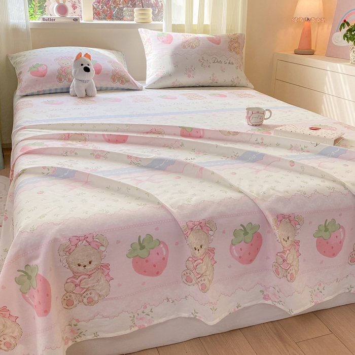 91家纺网 家纺一手货源 找家纺 红日子纺织品 2026新款全棉纯棉单床单 妮娜熊